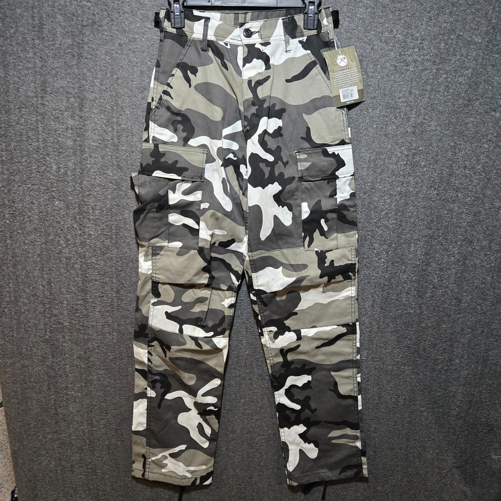 Men's Rothco City Camo Cargo Pants Military BDU Fatigues Snow Camouflage Sz XS